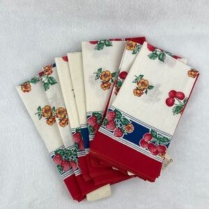 VTG Mervyns’s Floral and Fruit Patterned Napkins 100% Cotton New Set of 7